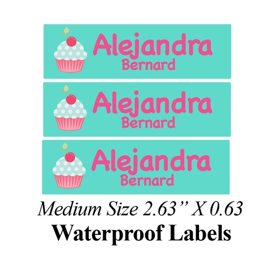 Waterproof Cupcake Name Labels Day Care Labels School Kids