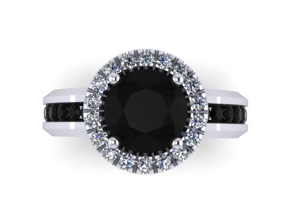 Black Diamond Engagement Ring Fine Jewelry Weddings 14K White Gold ...