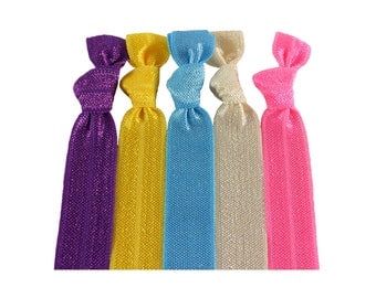 Spring Knotted Hair Tie Package - Girl Hair Accessories Creaseless Colored Elastics FOE Hair Band Ties that Double as Bracelets by O twist