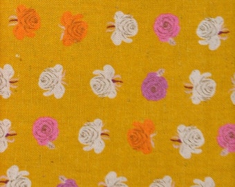 Heather Ross Far Far Away 2 - FQ Mustard Roses Fabric Destash