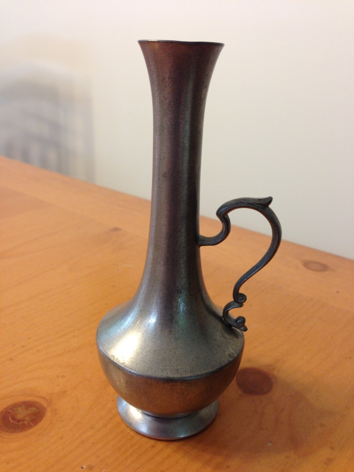 Vintage Pewter Vase with Handle