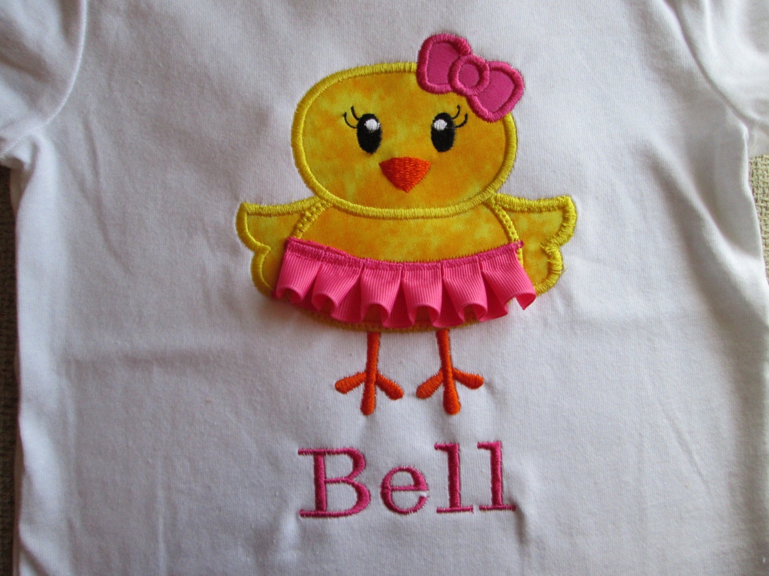 Personallized Chick tutu applique tee great for Easter