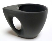 Mod Kup Black Stained Stoneware 10oz. unglazed exteriors w/ clear glazed interiors (dishwasher safe - microwave safe)