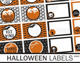 Halloween printable labels for Halloween parties - Square tags / stickers.