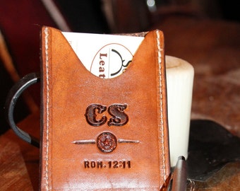 NEW! Personalized Christian Leather Card Holder - Hand-Tooled, Gift ...
