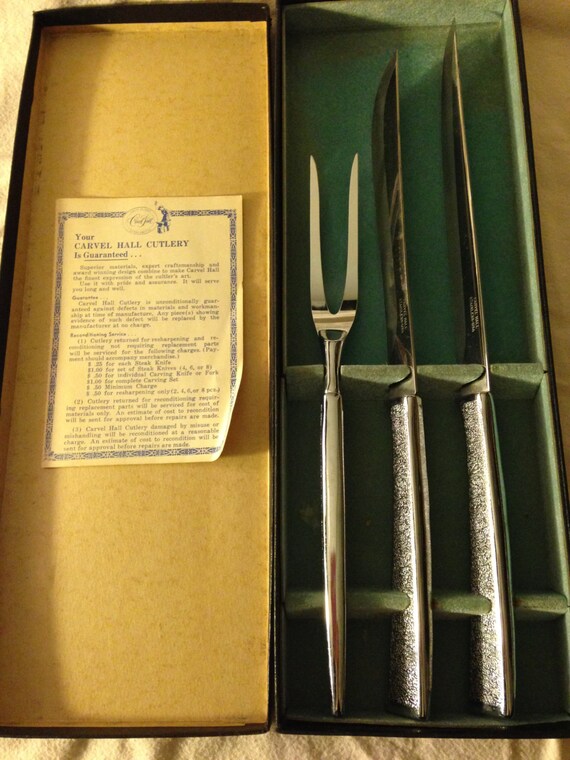 Vintage Carvel Hall 3 Piece Carving Knife Set in Original Box
