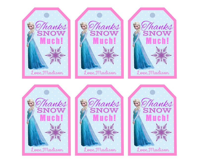 Items similar to FROZEN Personalized Thank You Tags Frozen Movie Elsa ...
