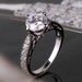 18k White Gold filled Vintage style White Sapphire Engagement ring - Size 6