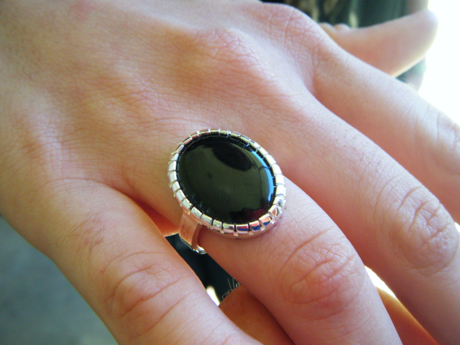 BLACK JADE RING solid sterling silver hand made ring Cowell