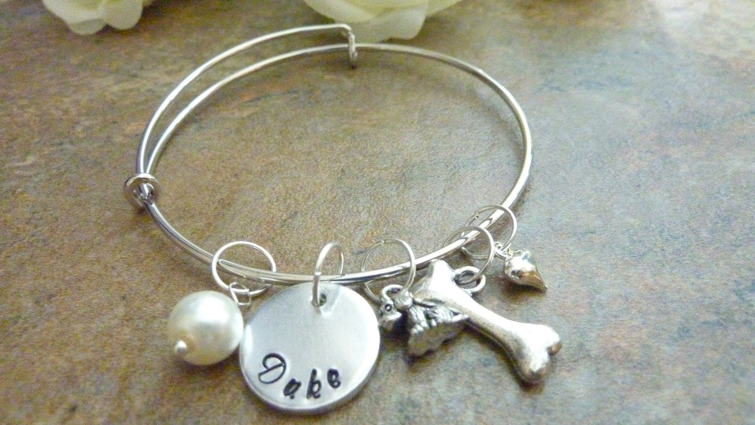Dog bracelet Personalized Pet Bracelet Bone Expandable Hand