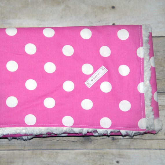 Items similar to Baby girl blanket. Pink and white polkadots blanket