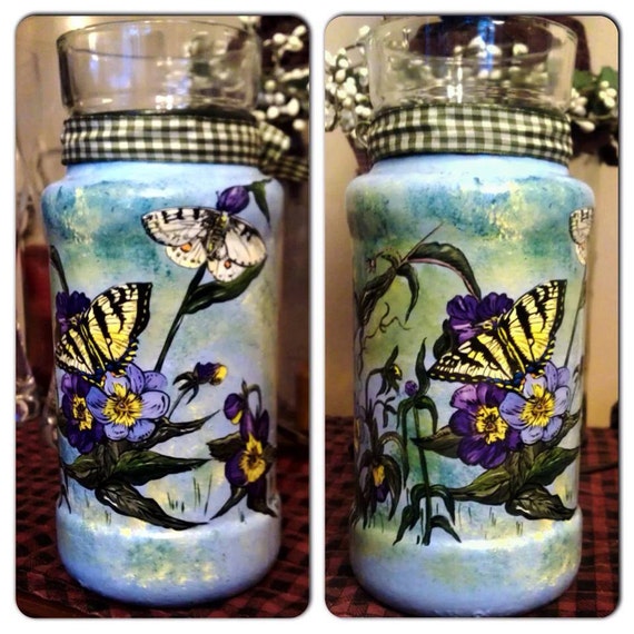 Hand Drawn & Painted Butterfly Jar. A great gift for the
