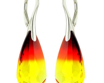 925 Sterling Silver Faceted Teardrop Swarovski Crystal