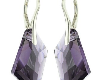 925 Sterling Silver De Art Swarovski Crystal Leverback Earrings