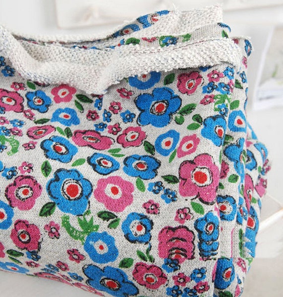 Floral French Terry Knit Fabric By The Yard by BonitaFabric