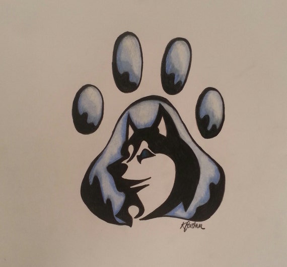 color pencil art husky pawprint color pencil art husky pawprint