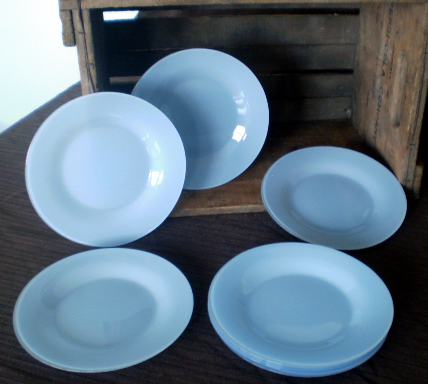 Light Blue Glass Dessert Plates Set of 8 Haute Juice