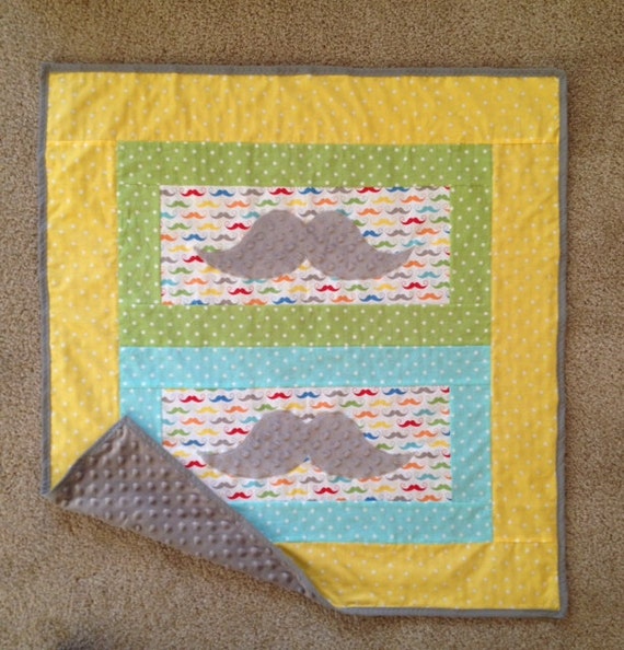 Mustache Appliquéd Baby Blanket/Quilt