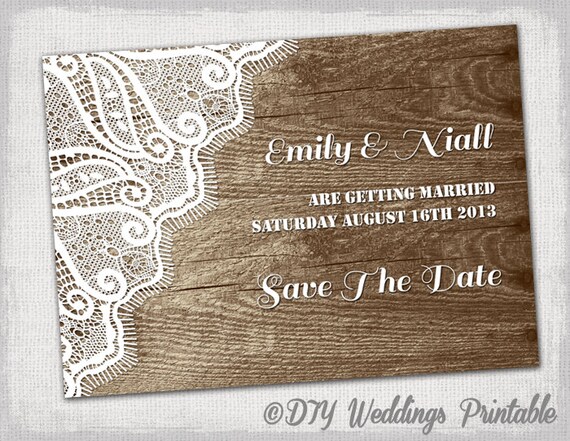 Rustic Save The Date Template Printable DIY Wood Lace Dates Wedding Cards Word YOU EDIT Templates Download Rustic Save The Date Template Printable DIY Wood Lace Dates Wedding Cards Word YOU EDIT Templates Download