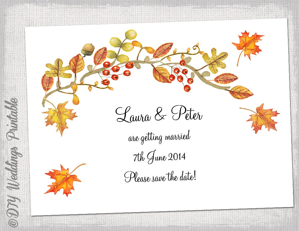 Printable Save the date template Fall wedding save