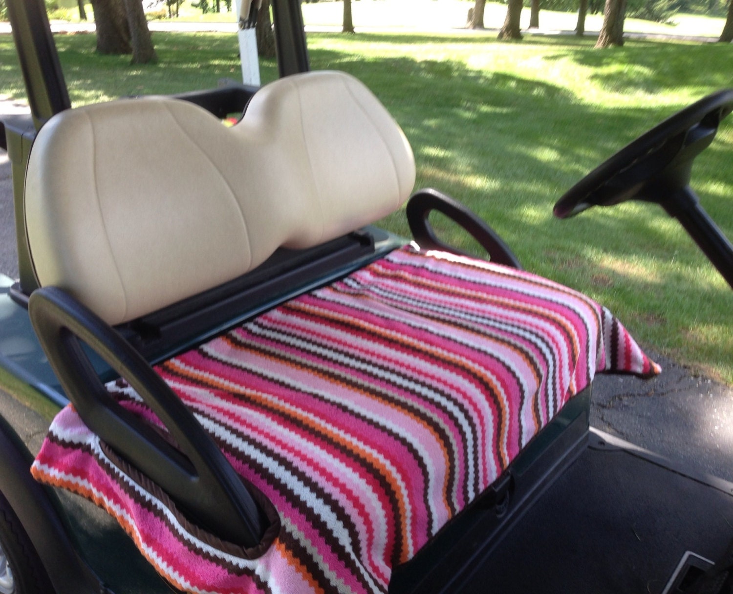 Pink & Brown Zigzag Terry Cloth Golf Cart Seat Cover