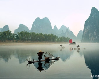 China Landscape photography Yangshuo Li River in Sunset