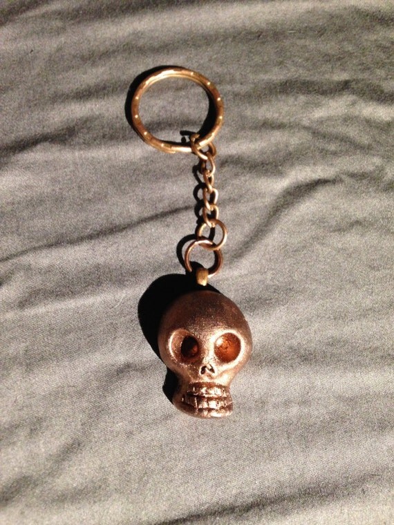 Skull Keychain Metallic Copper by PuttyLove on Etsy