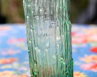 Vintage 1970's Bark Glass vase