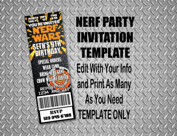 Nerf Invitation Template Free 6