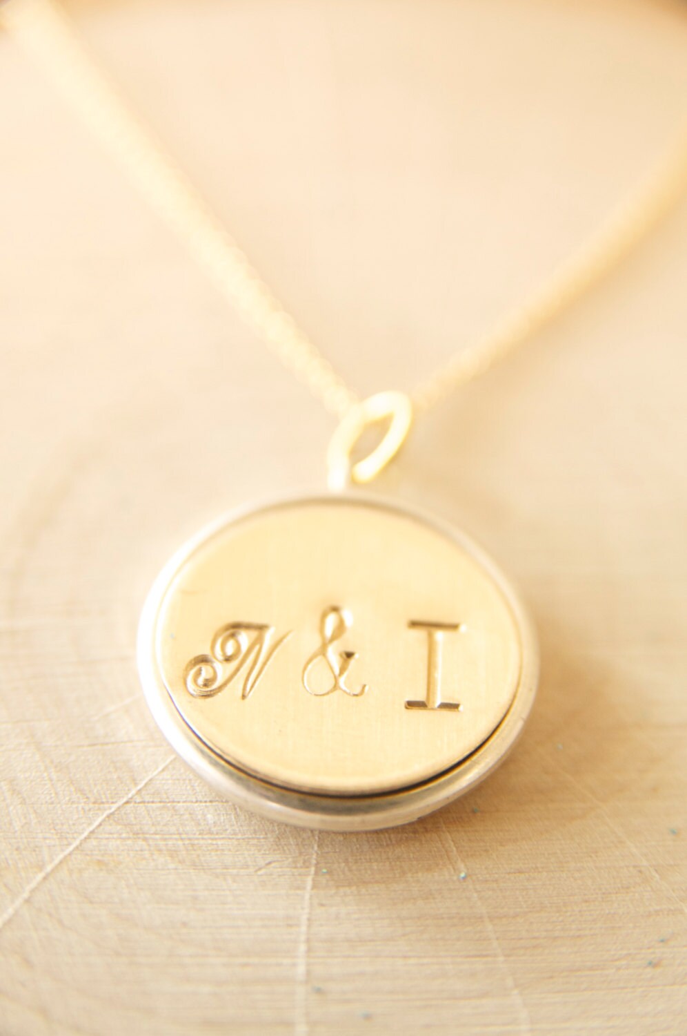 Double Sided Keepsake Gold And Silver Monogram Pendants