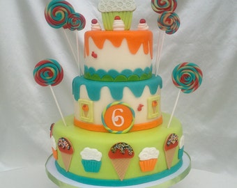 Candy Land Ice Cream Lollipop Fake Faux Cake - Photo Shooting Cake, Lollipop Birthday Cake, Wedding Fake Cake, Faux Cake, Birthday Fake Cake