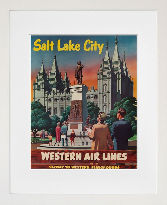 Salt Lake City Art Vintage Travel Poster Print Home Utah Wall