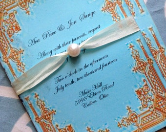 Tiffany Blue And Gold Wedding Invitations 6