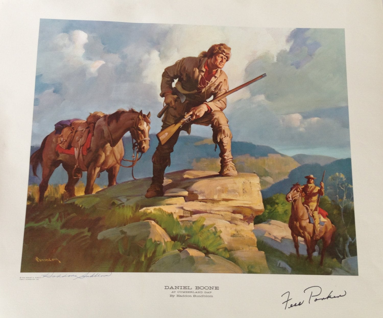 Signed Print Daniel Boone at Cumberland Gap Haddon