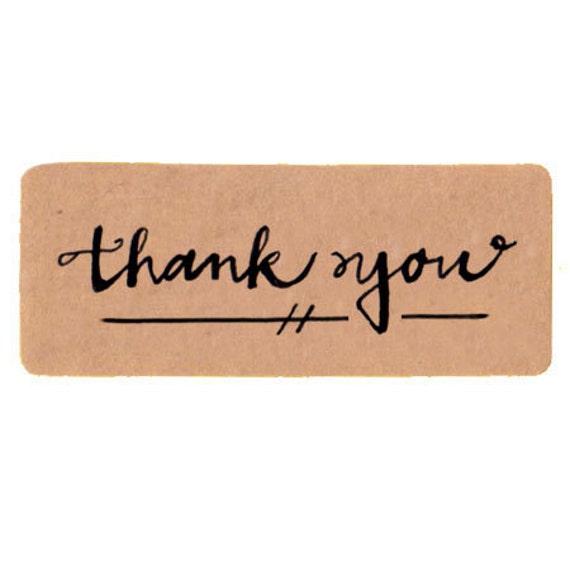 Set of 18 2 wide Thank You Rectangle Kraft Stickers/