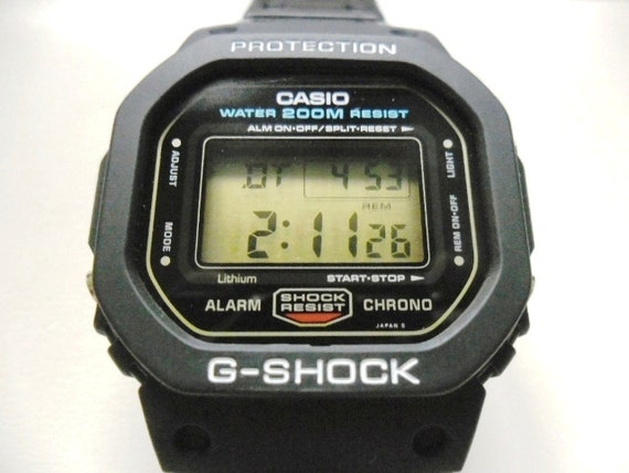 Vintage Casio G Shock Dw 5600c Classic Gold Button Digital Lcd