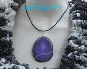 Handcrafted Large Purple Agate Wire Wrapped Pendant (P10132)