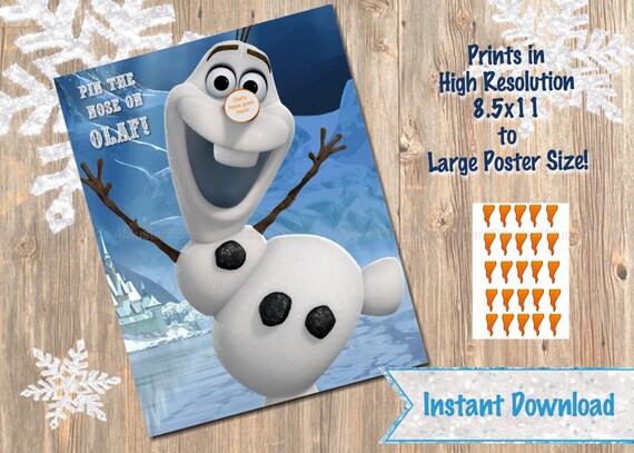 items similar to pin the nose on olaf game instant download disneys
