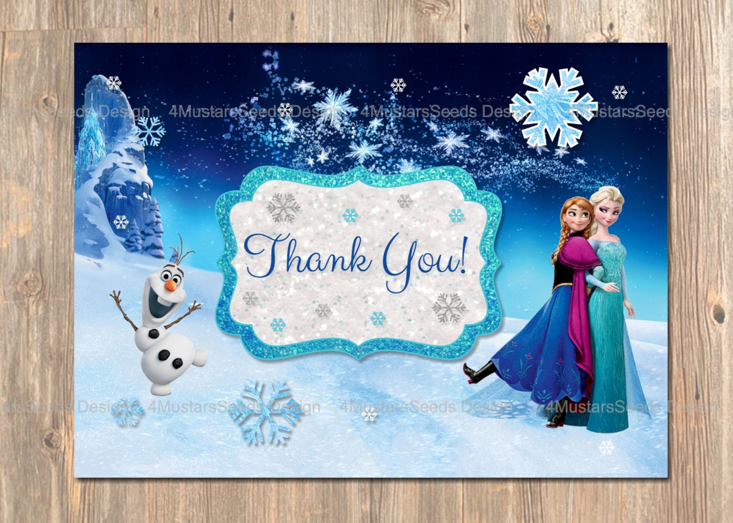 Disney's Frozen Thank You Card. INSTANT DOWNLOAD by 4MustardSeeds