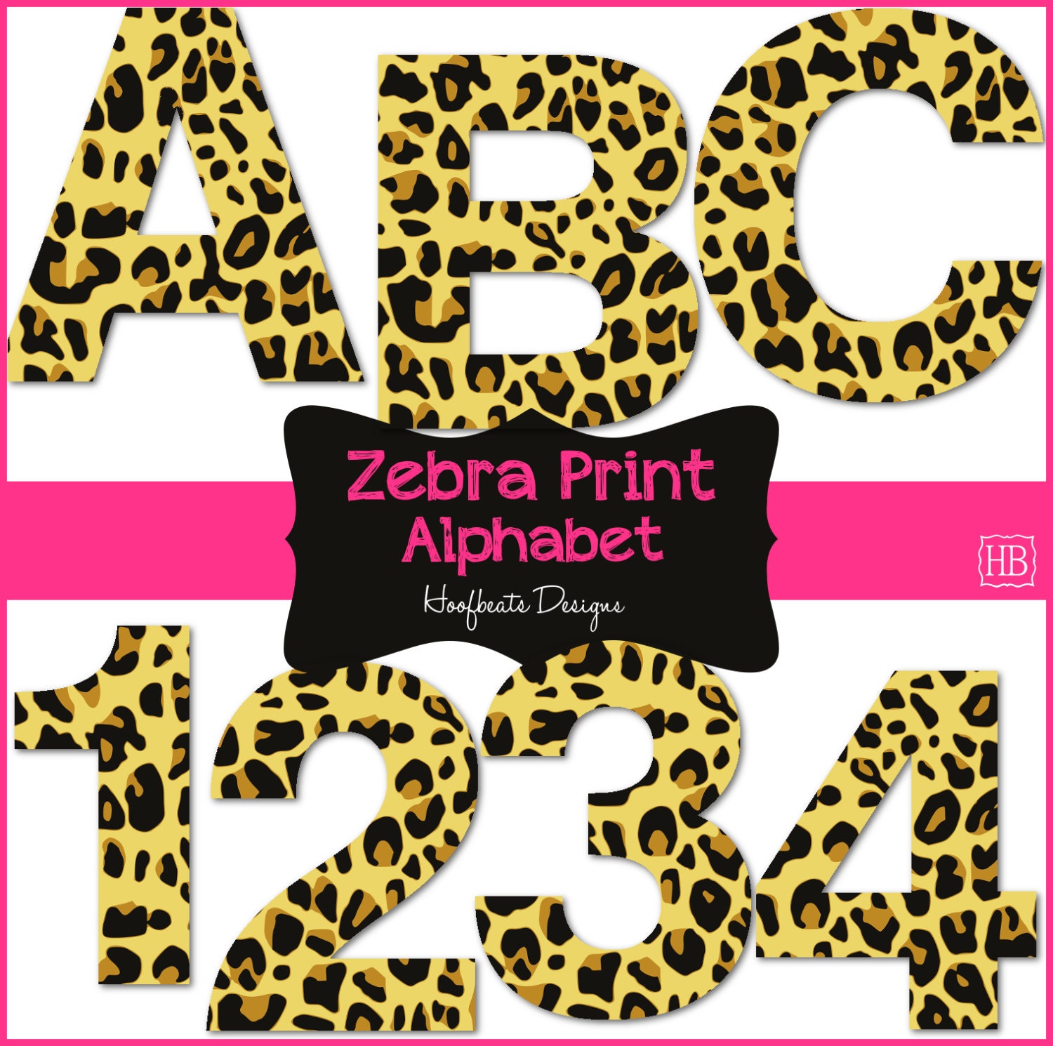 items similar to leopard print alphabet number set printable