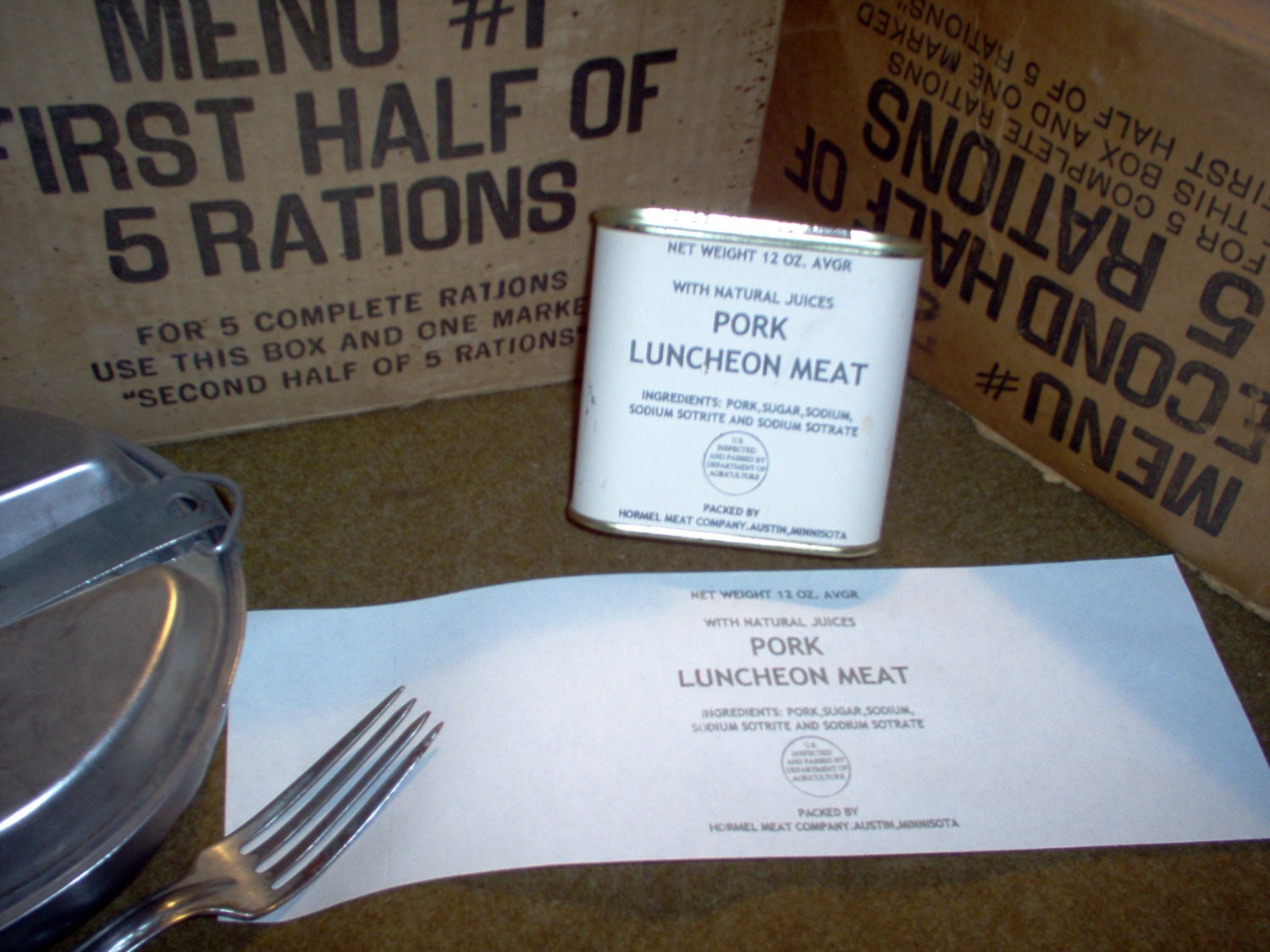 WWII US Army military SPAM ration can label by LGGMilitaria