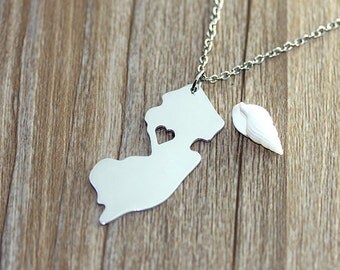 I heart New Jersey Necklace - New Jersey Map Pendant - State Necklace - State Charm - Map necklace - Map Jewelry