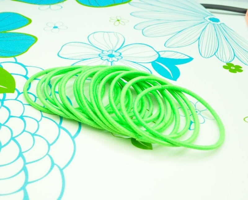 ponytail elastics 50PCS Green Flash Color Hair Elastics