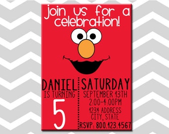 Elmo Birthday Party Invitation/Card