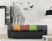 Birds Flying Over Forest Wall Decal, Wall Sticker for Living Room, Bedroom, Nursery Room