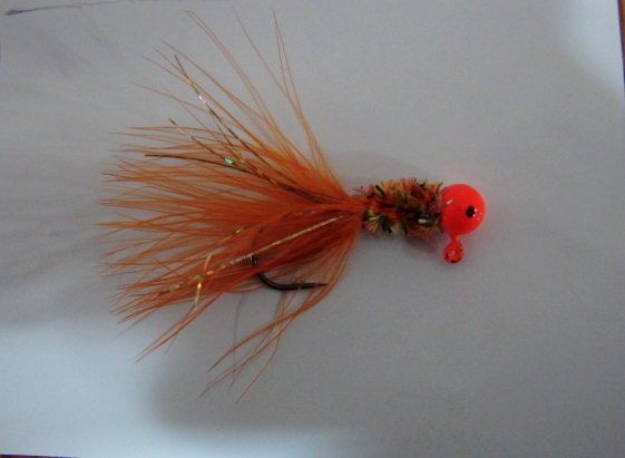 A multi orange colored crappie jig. Color C-3 Car-A-Bou