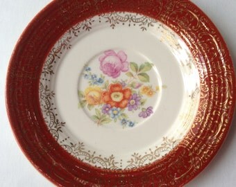 Leigh Ware, Meissen Rose, Maroon Emporer, saucer