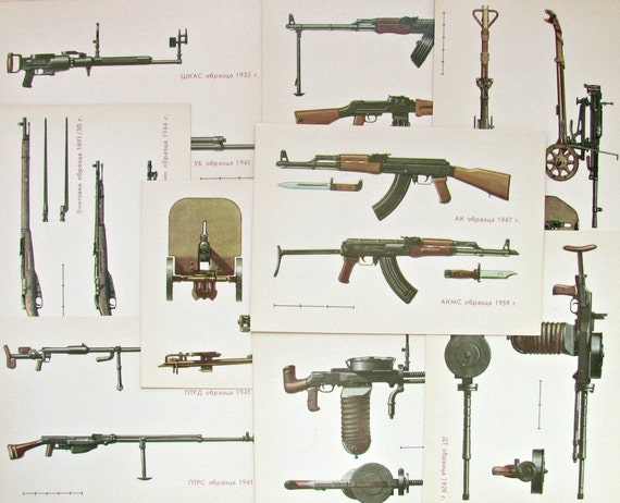 Soviet small arms Russian Arsenal Set of 16 by RealTreasureBox