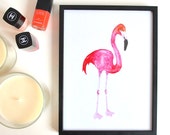 Roze waterverf flamingo poster