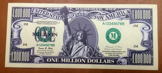 Fake One Million Dollar Bill Printable